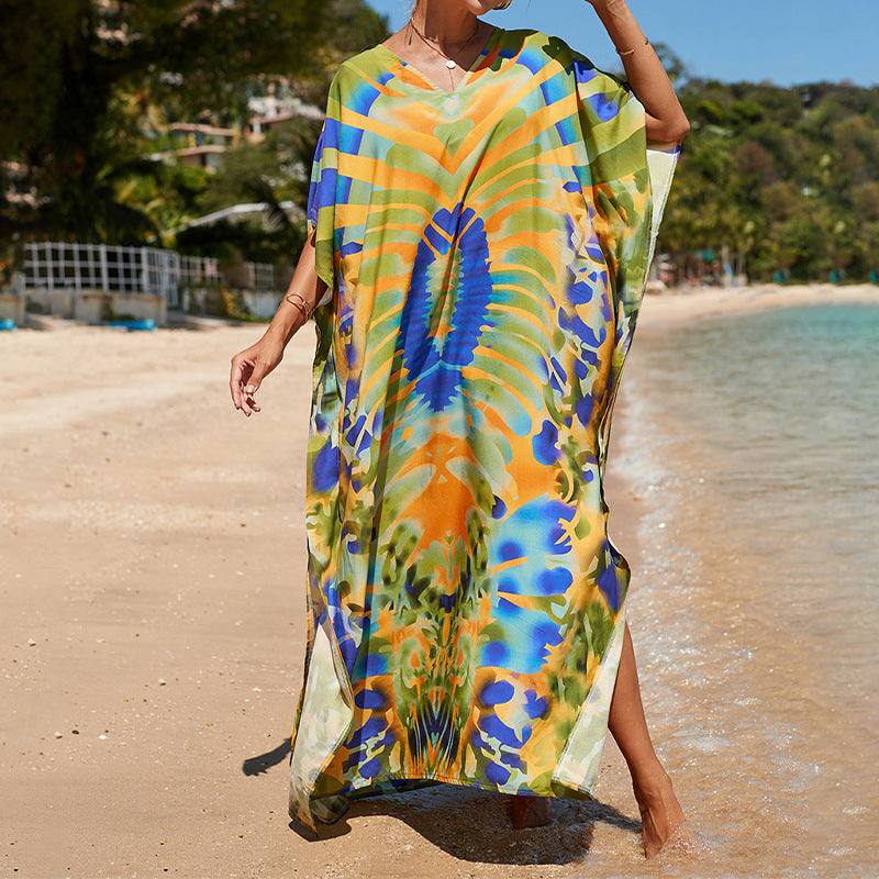 Printed Beach Cover-up Vacation Seaside Swimsuit Bikini Beach Dress