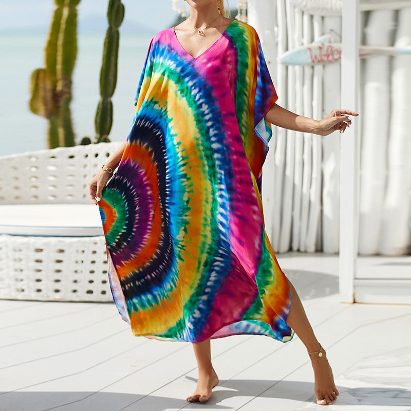 Printed Beach Cover-up Vacation Seaside Swimsuit Bikini Beach Dress