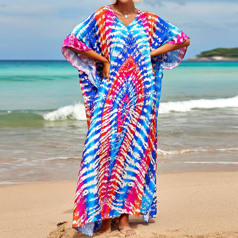 Printed Beach Cover-up Vacation Seaside Swimsuit Bikini Beach Dress