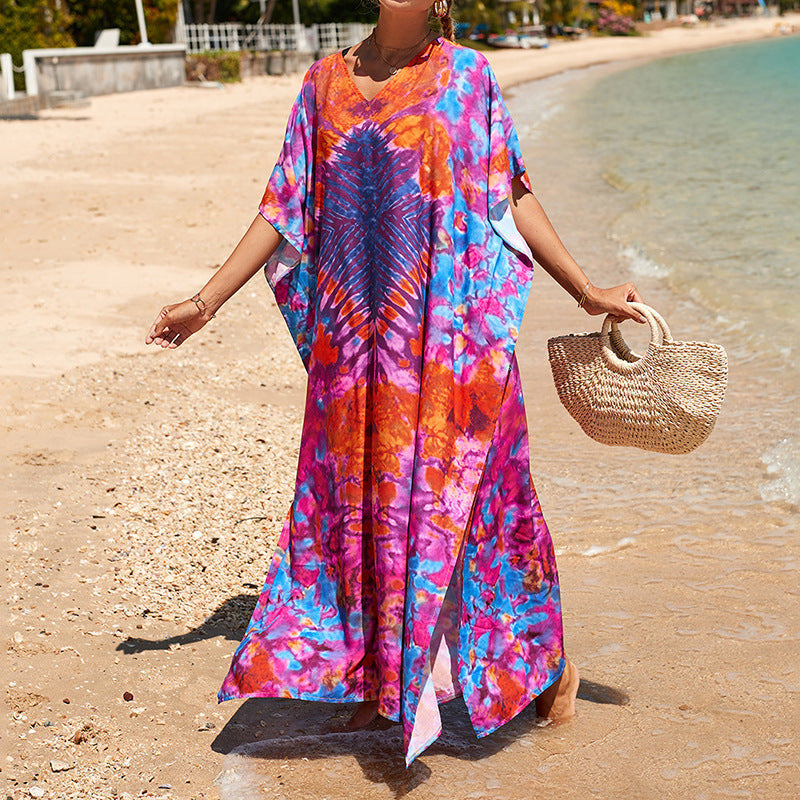 Printed Beach Cover-up Vacation Seaside Swimsuit Bikini Beach Dress