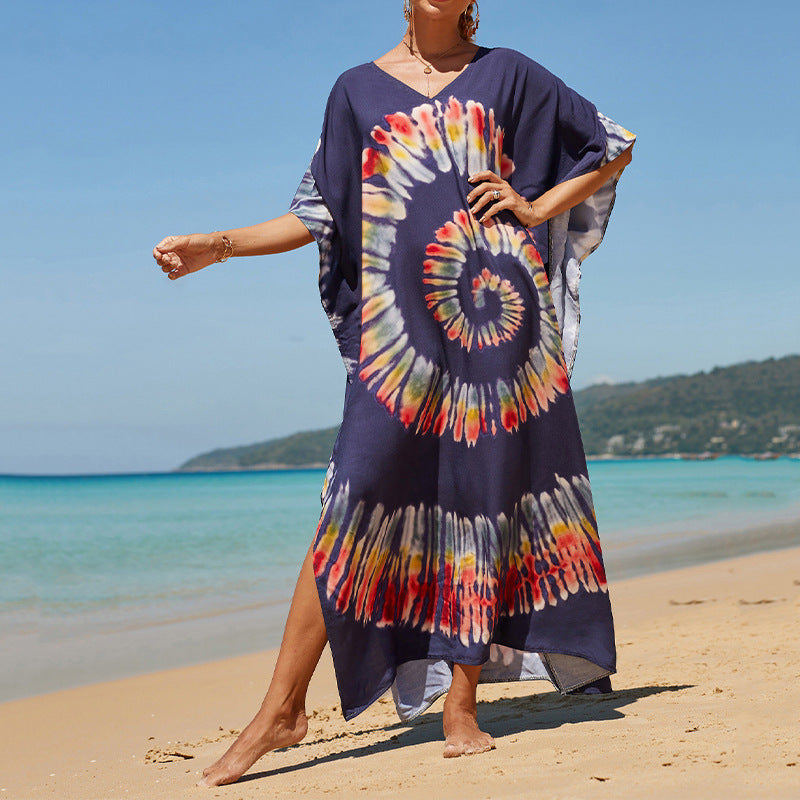 Printed Beach Cover-up Vacation Seaside Swimsuit Bikini Beach Dress