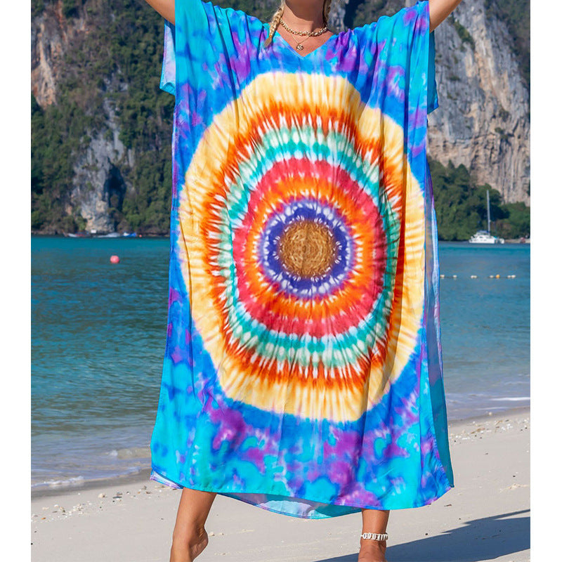 Printed Beach Cover-up Vacation Seaside Swimsuit Bikini Beach Dress