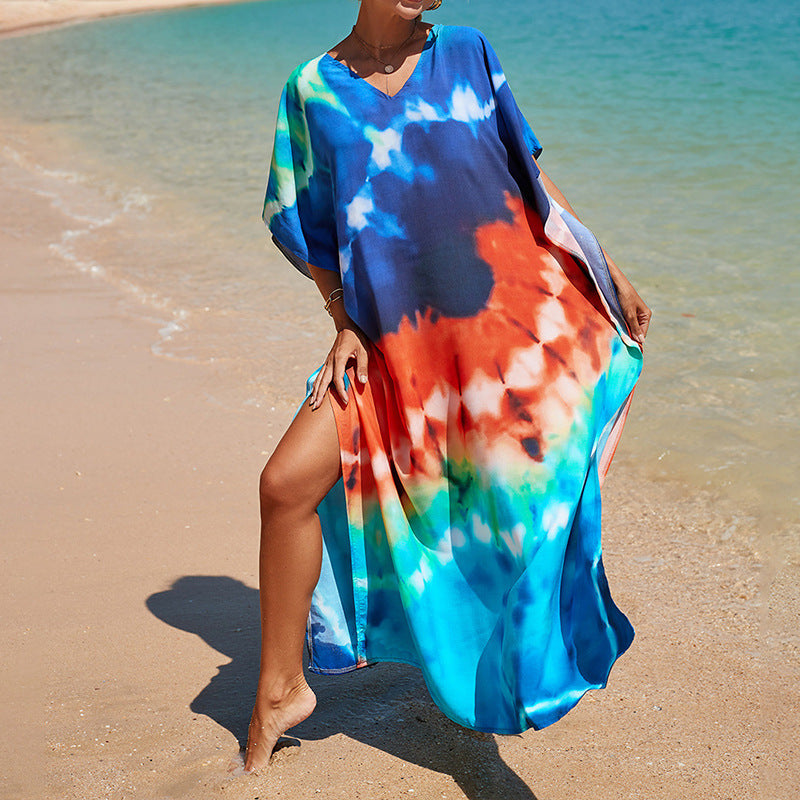 Printed Beach Cover-up Vacation Seaside Swimsuit Bikini Beach Dress