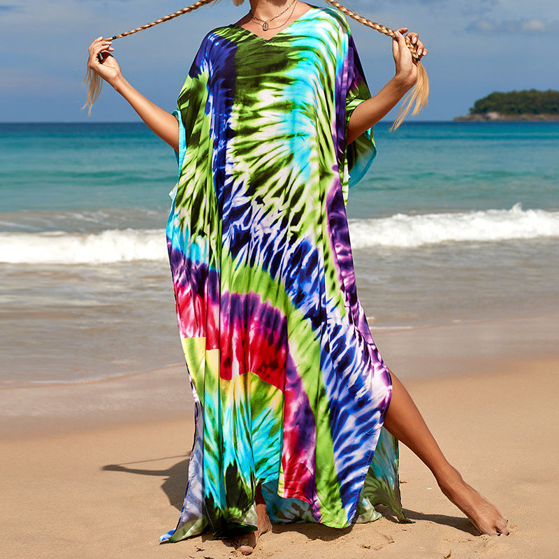 Printed Beach Cover-up Vacation Seaside Swimsuit Bikini Beach Dress