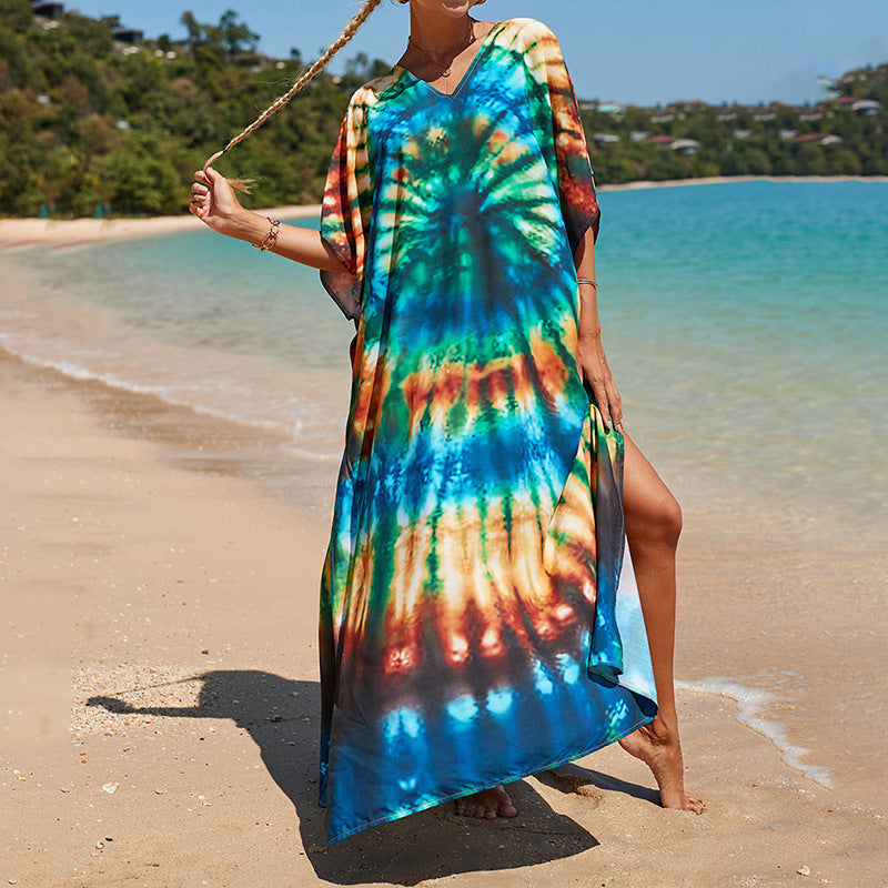 Printed Beach Cover-up Vacation Seaside Swimsuit Bikini Beach Dress