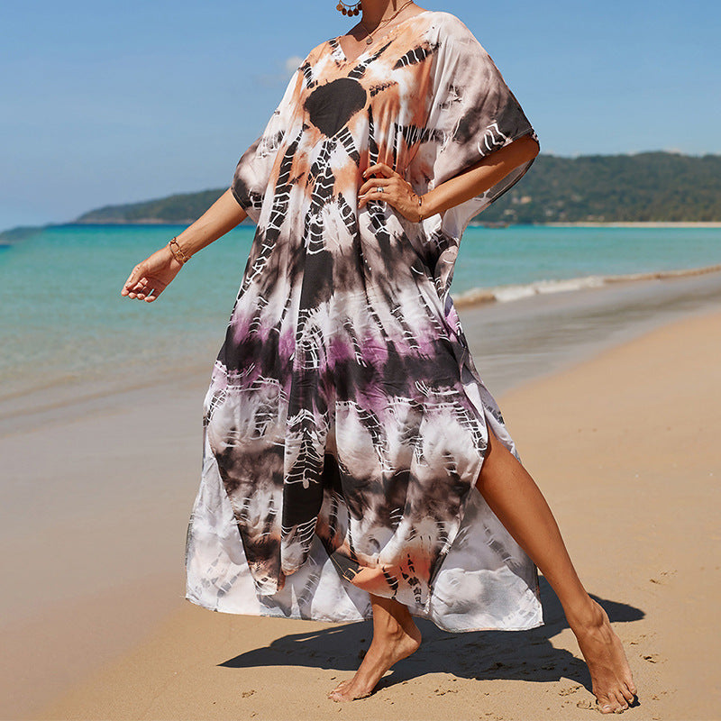 Printed Beach Cover-up Vacation Seaside Swimsuit Bikini Beach Dress