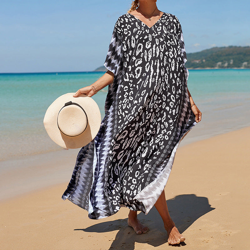 Printed Beach Cover-up Vacation Seaside Swimsuit Bikini Beach Dress