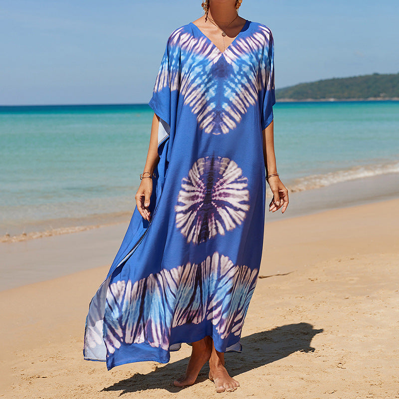 Printed Beach Cover-up Vacation Seaside Swimsuit Bikini Beach Dress