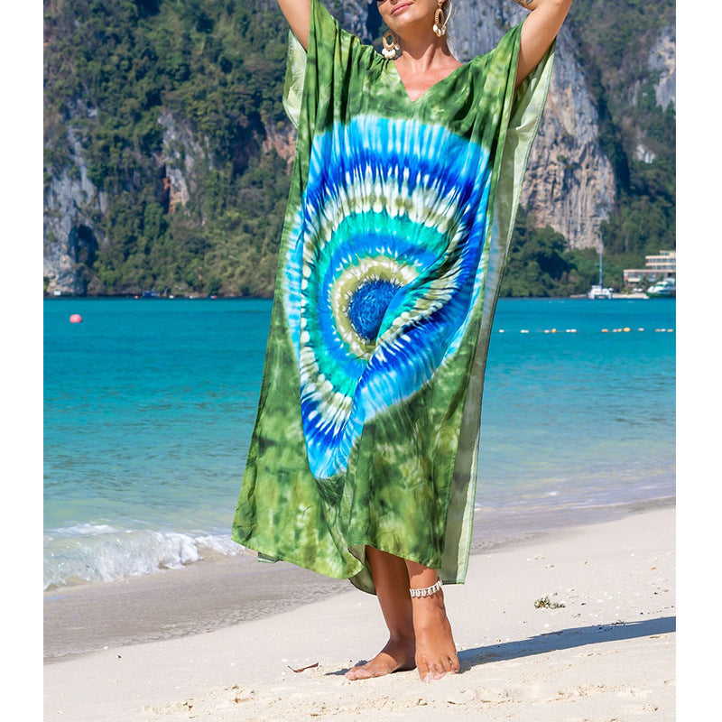 Printed Beach Cover-up Vacation Seaside Swimsuit Bikini Beach Dress