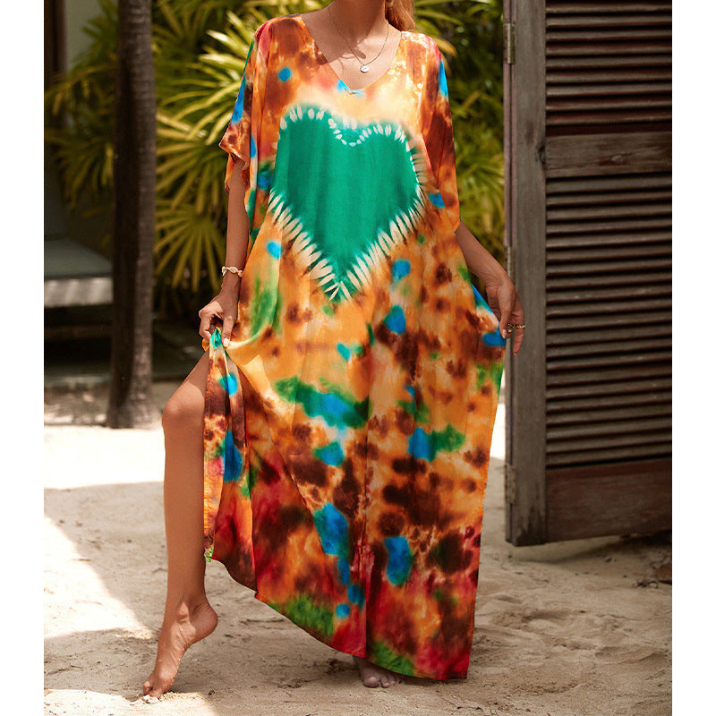 Printed Beach Cover-up Vacation Seaside Swimsuit Bikini Beach Dress